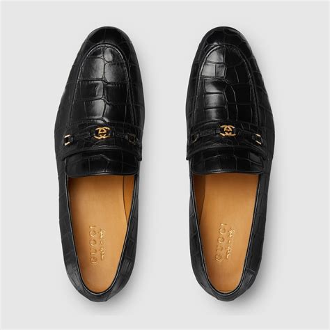 gucci lizzard skin penny loafers|Gucci wedge loafers.